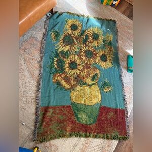 Vintage throw blanket Van Gogh Sunflower
